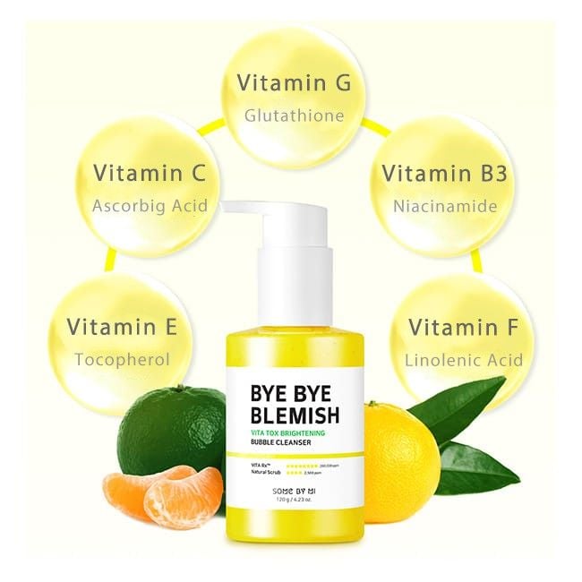 Gel Rửa Mặt Sủi Bọt Làm Sạch Sâu & Dưỡng Trắng Da Some By Mi Bye Bye Blemish Vita Tox Brightening Bubble Cleanser 120g