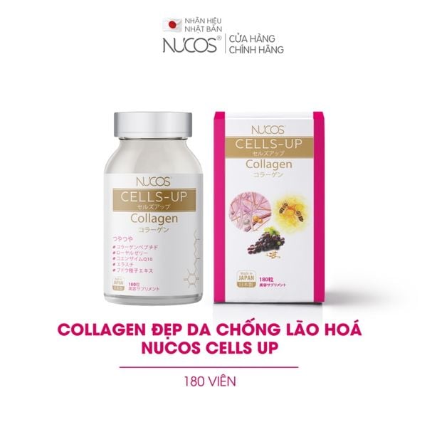 [ Hộp 180 Viên] Viên Uống Collagen Nhật Bản Da Ẩm Mịn Tươi Trẻ, Ngăn Ngừa Lão Hóa Nucos Cell Up Collagen