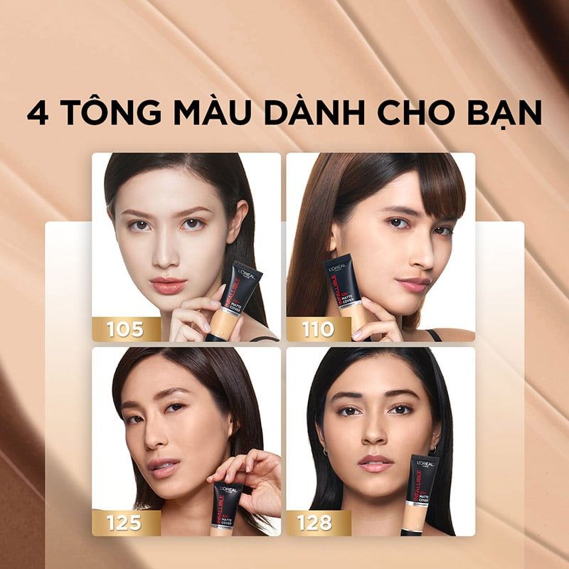 Kem Nền Che Phủ Cao, Kiềm Dầu, Lâu Trôi Với 4% Niacinamide L'Oreal Infallible 32H Matte Cover Foundation SPF25 PA+++ 30ml