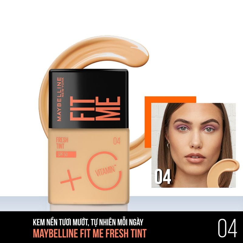 Kem Nền Tươi Mướt, Chống Nắng Bảo Vệ Da Maybelline New York Fit Me Fresh Tint SPF50/PA+++ 30ml