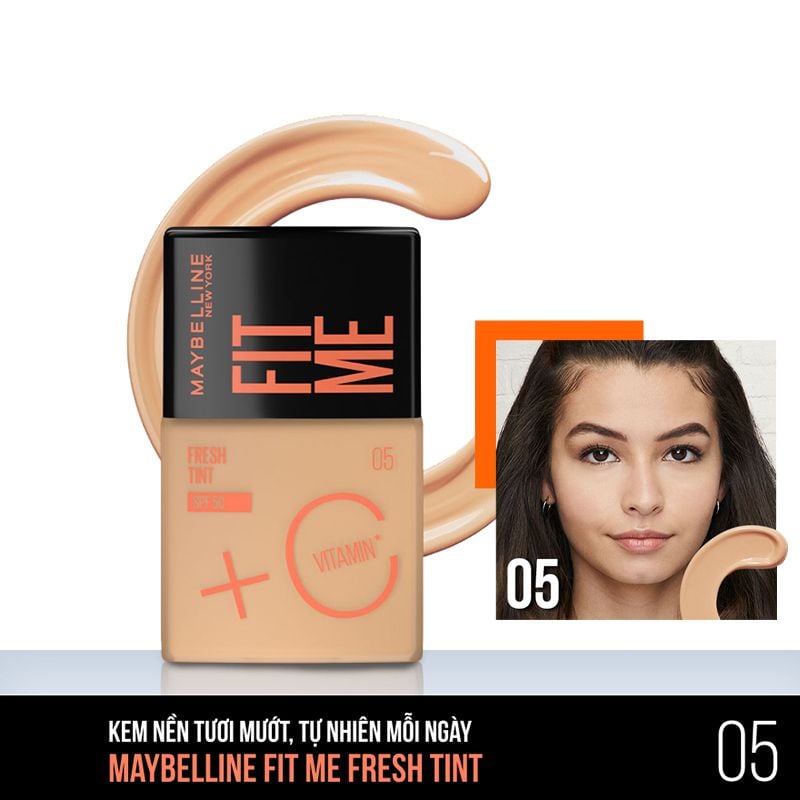 Kem Nền Tươi Mướt, Chống Nắng Bảo Vệ Da Maybelline New York Fit Me Fresh Tint SPF50/PA+++ 30ml