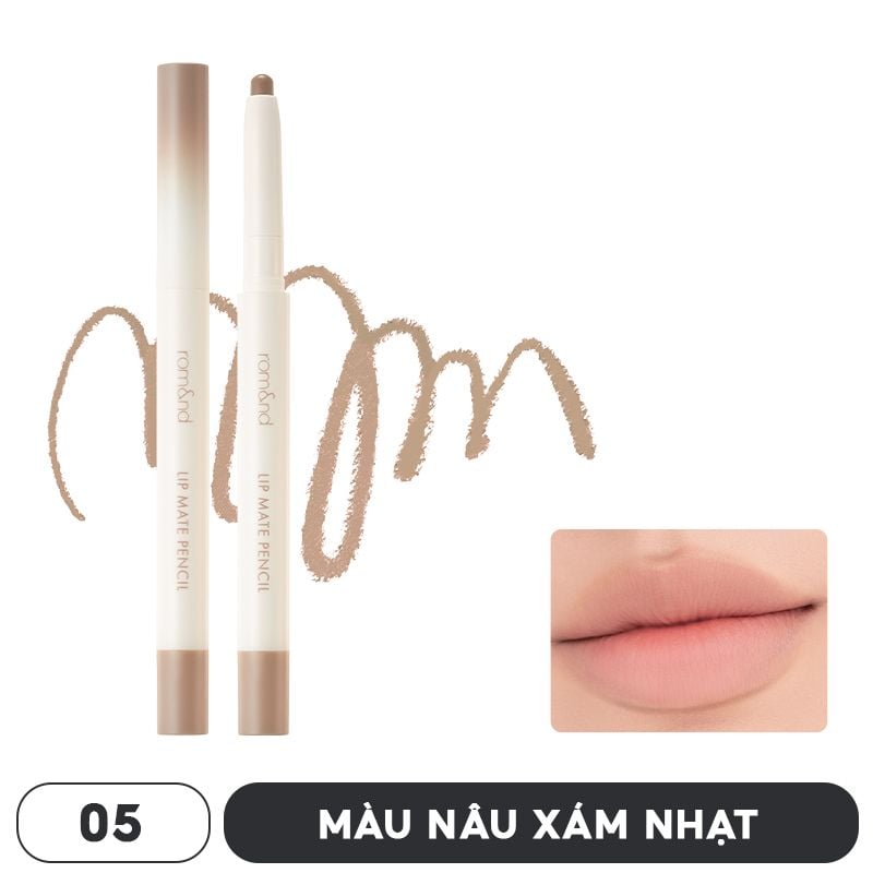 Chì Kẻ Viền Môi Nhung Lì, Lâu Trôi, Thiết Kế 2 Đầu Romand Lip Mate Pencil 0.5g