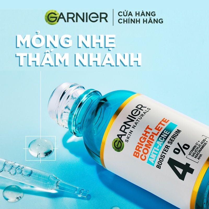 Serum Garnier Tinh Chất Dưỡng Sáng Da, Mờ Thâm Nám Garnier Skin Naturals Bright Complete Anti - Acne Booster Serum 30ml