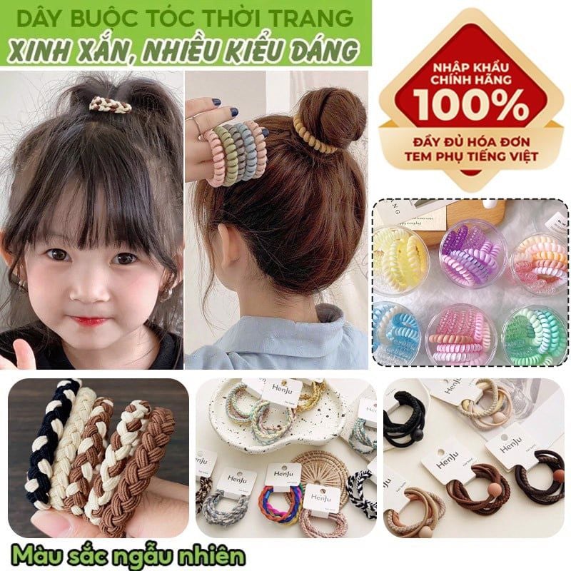 [NHẬP KHẨU] Dây Buộc Tóc Cao Su Co Giãn Thiết Kế Đơn Giản Phong Cách Hàn Quốc UNK Hair Bands Scrunchies