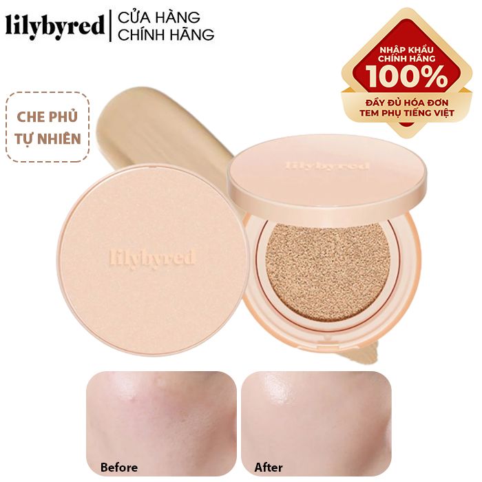 Phấn Nước Che Phủ Mỏng Mịn Tự Nhiên, Cho Làn Da Sáng Bóng Rạng Rỡ Lilybyred Fitting Glow Cushion SPF50+/PA+++ 14g - 23 Natural Glow