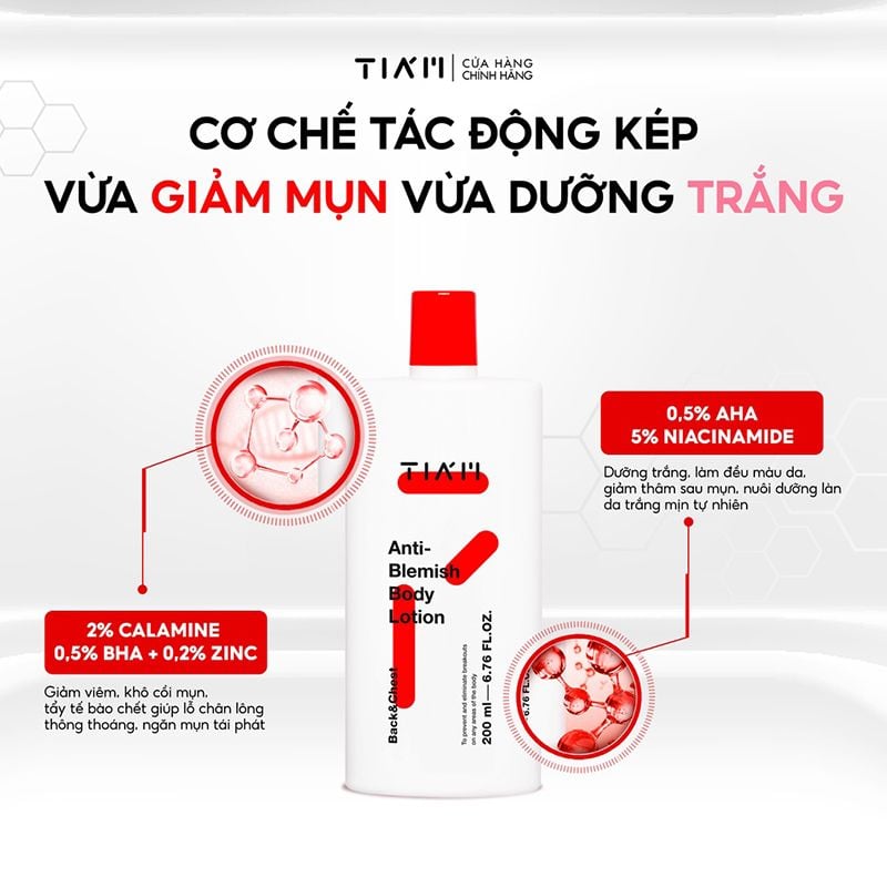 Sữa Dưỡng Thể Chăm Sóc Da Mụn, Mờ Thâm, Dưỡng Trắng Cho Cơ Thể Tiam Anti-Blemish Body Lotion 200ml