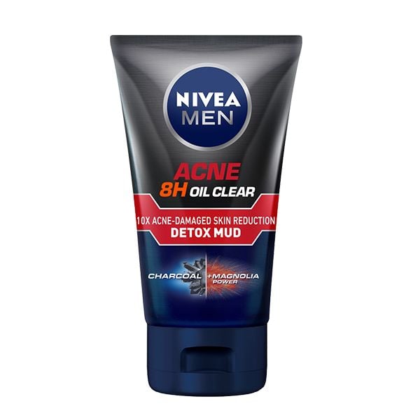 Sữa Rửa Mặt Kiểm Soát Nhờn & Hỗ Trợ Giảm Mụn Nivea Men Acne 8H Oil Clear 10X Acne-Damaged Skin Reduction Detox Mud