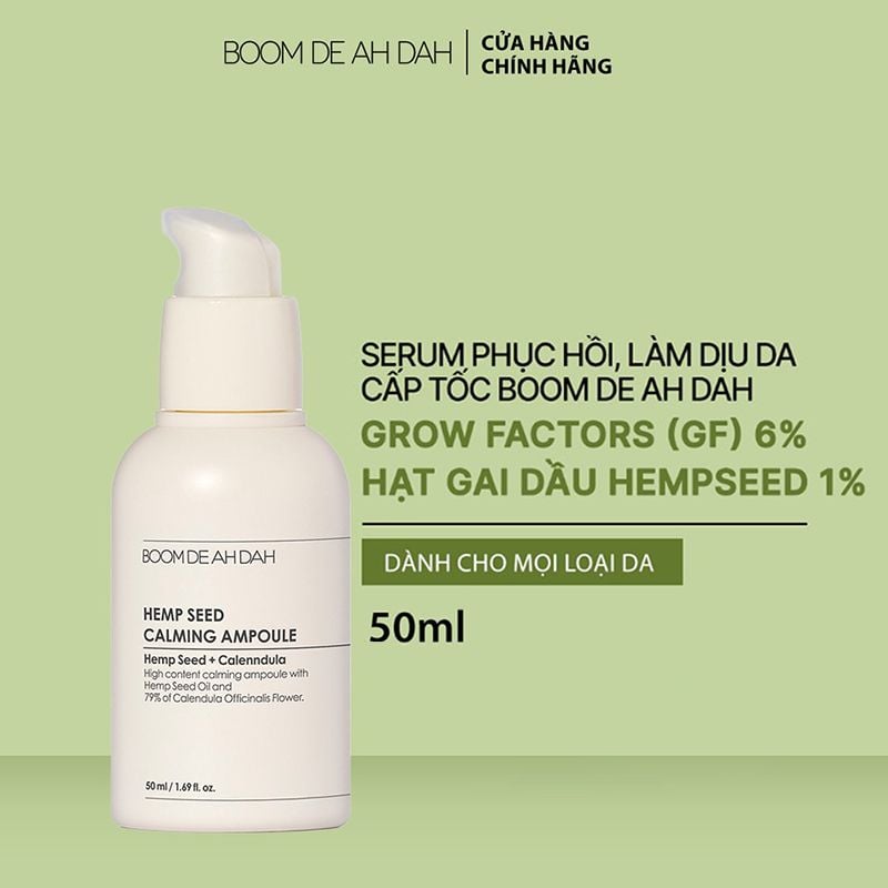 Tinh Chất BOOM DE AH DAH Làm Dịu, Hỗ Trợ Phục Hồi Da Hemp Seed Calming Ampoule 50ml