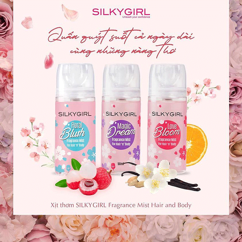 Xịt Thơm Silkygirl Toàn Thân Và Tóc Fragrance Mist 50ml