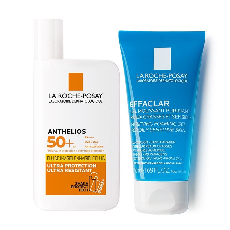 [2 Items] Bộ Dưỡng Làm Sạch La Roche-Posay Anthelios Invisible Fluid & Effaclar Purifying Foaming Gel