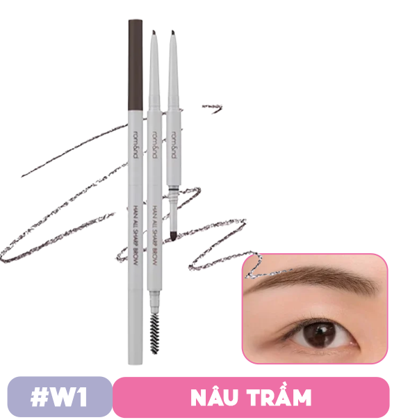 Chì Kẻ Mày Nét Mảnh 3 Trong 1 Cho Đôi Chân Mày Hoàn Hảo, Sắc Nét Romand Han All Sharp Brow - Han All Line