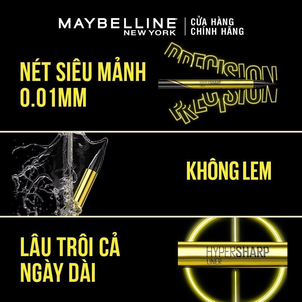 Bút Kẻ Mắt Nước Siêu Sắc Mảnh, Không Lem Trôi Maybelline New York Hyper Sharp Liner Extreme 0.4g