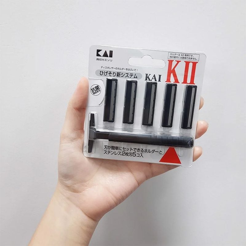 Set Dao Cạo Râu 2 Lưỡi Kép Kai - 1 Thân, 5 Lưỡi