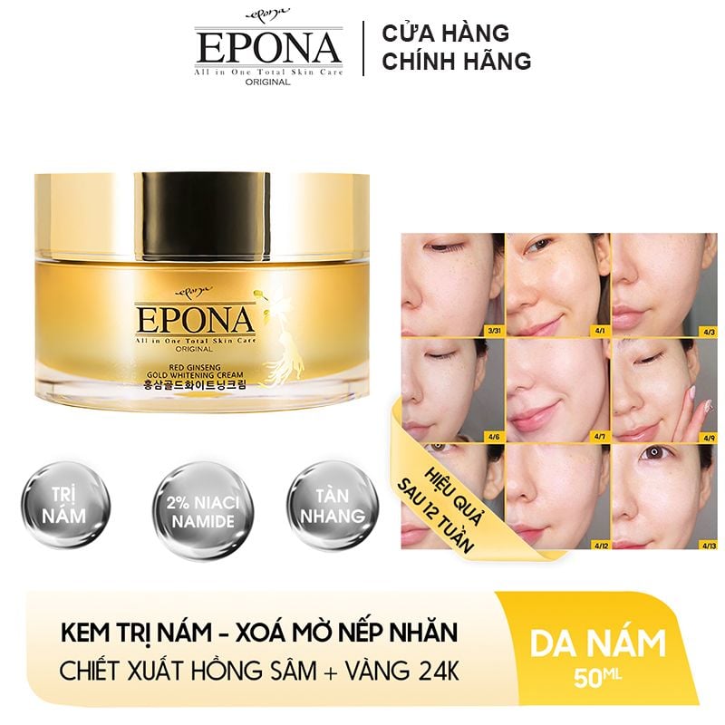 Kem Dưỡng Trắng Da Chiết Xuất Hồng Sâm Epona Red Ginseng Gold Whitening Cream 50ml