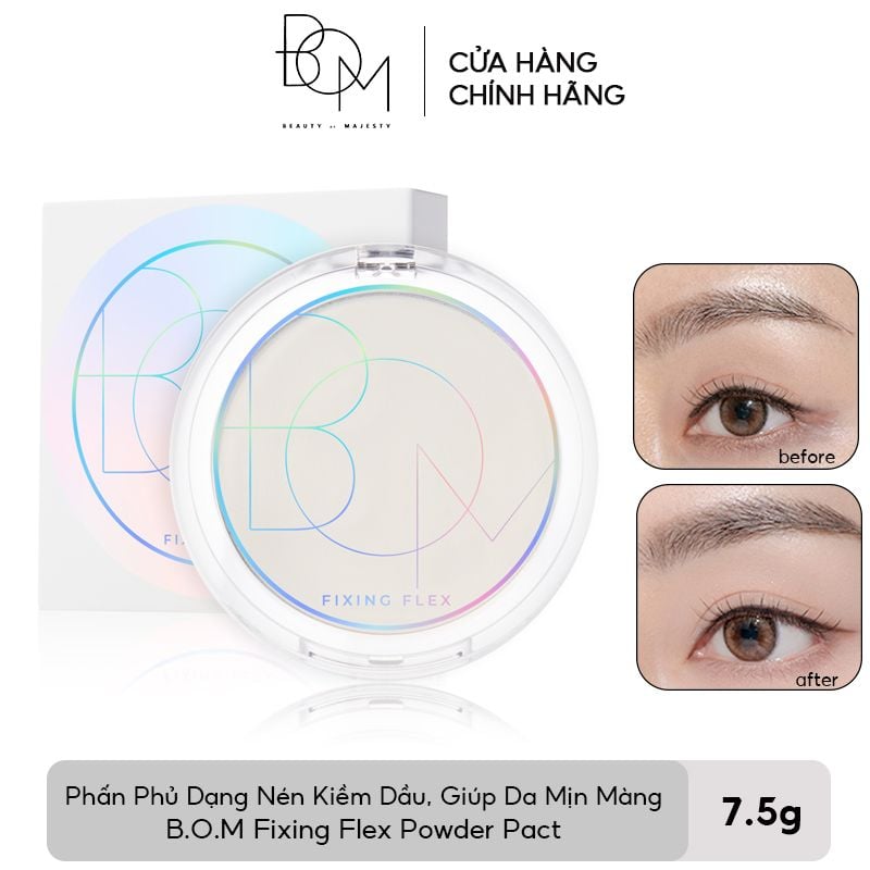 Phấn Phủ Dạng Nén Kiềm Dầu, Giúp Da Mịn Màng B.O.M Fixing Flex Powder Pact 7.5g