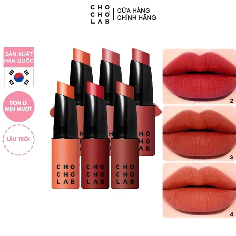 Son Thỏi Lì, Mịn Mượt Nhẹ Môi Chocho's Lab Switch On Silky Lipstick 1.4g