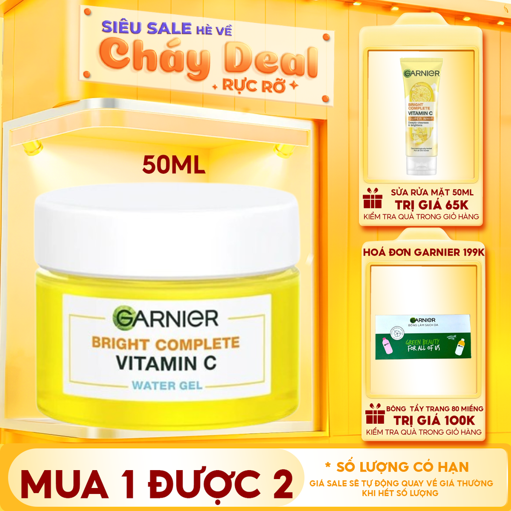 Gel Dưỡng Ẩm Garnier Hỗ Trợ Sáng Da Bright Complete Vitamin C Water-gel 50ml