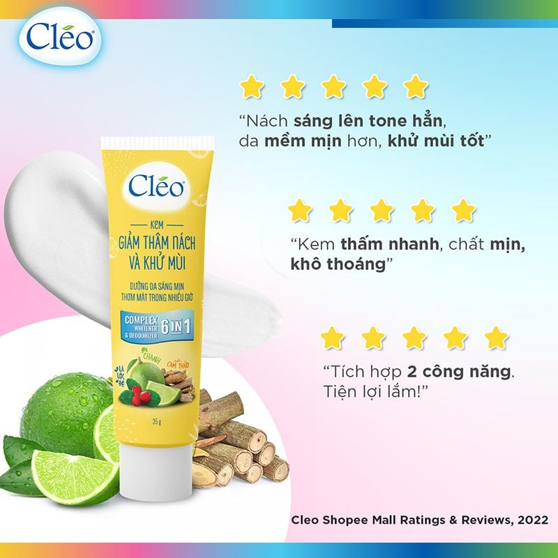 Kem Giảm Thâm Nách & Khử Mùi, Dưỡng Da Sáng Mịn 6 Trong 1 CLEO Complex Whitener & Deodorizer 6IN1 35g