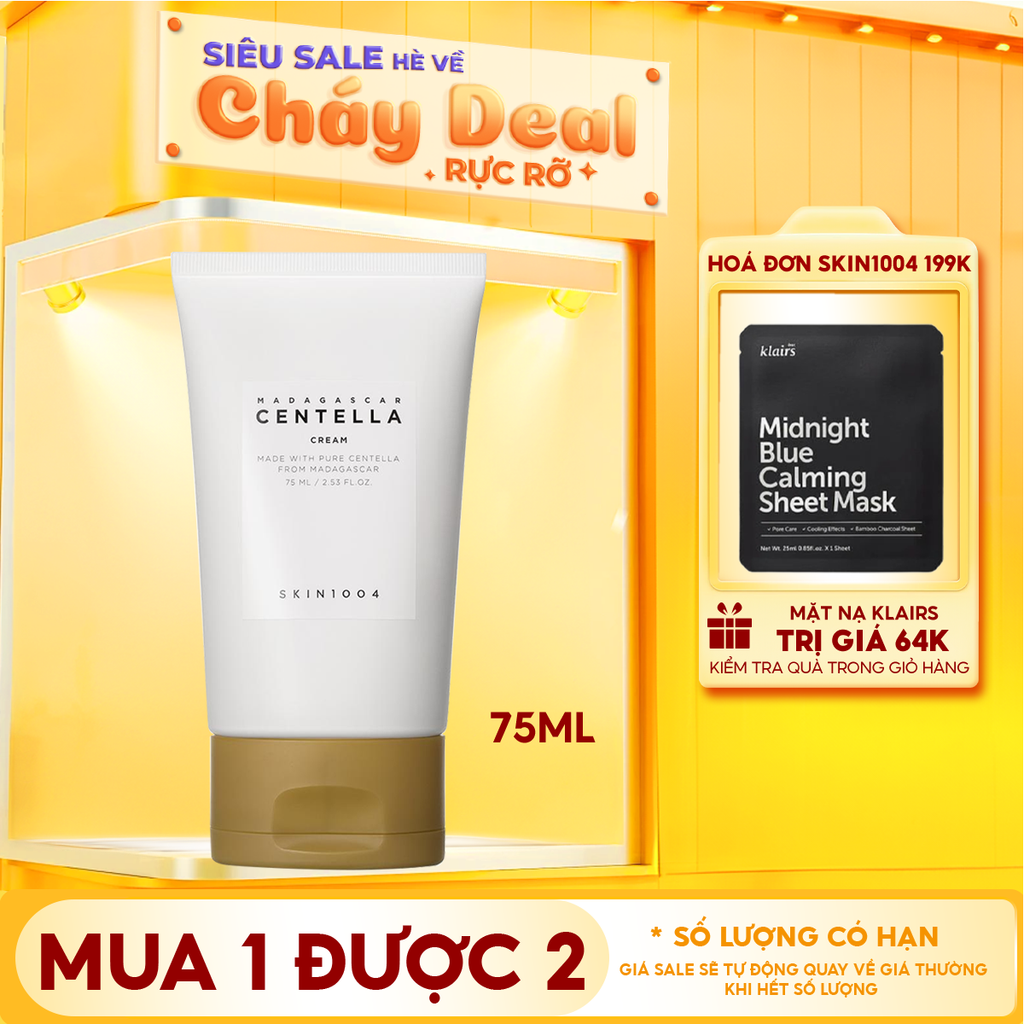 Kem Dưỡng Ẩm Skin1004 Cải Thiện Làn Da Chiết Xuất Rau Má Madagascar Centella Cream 75ml