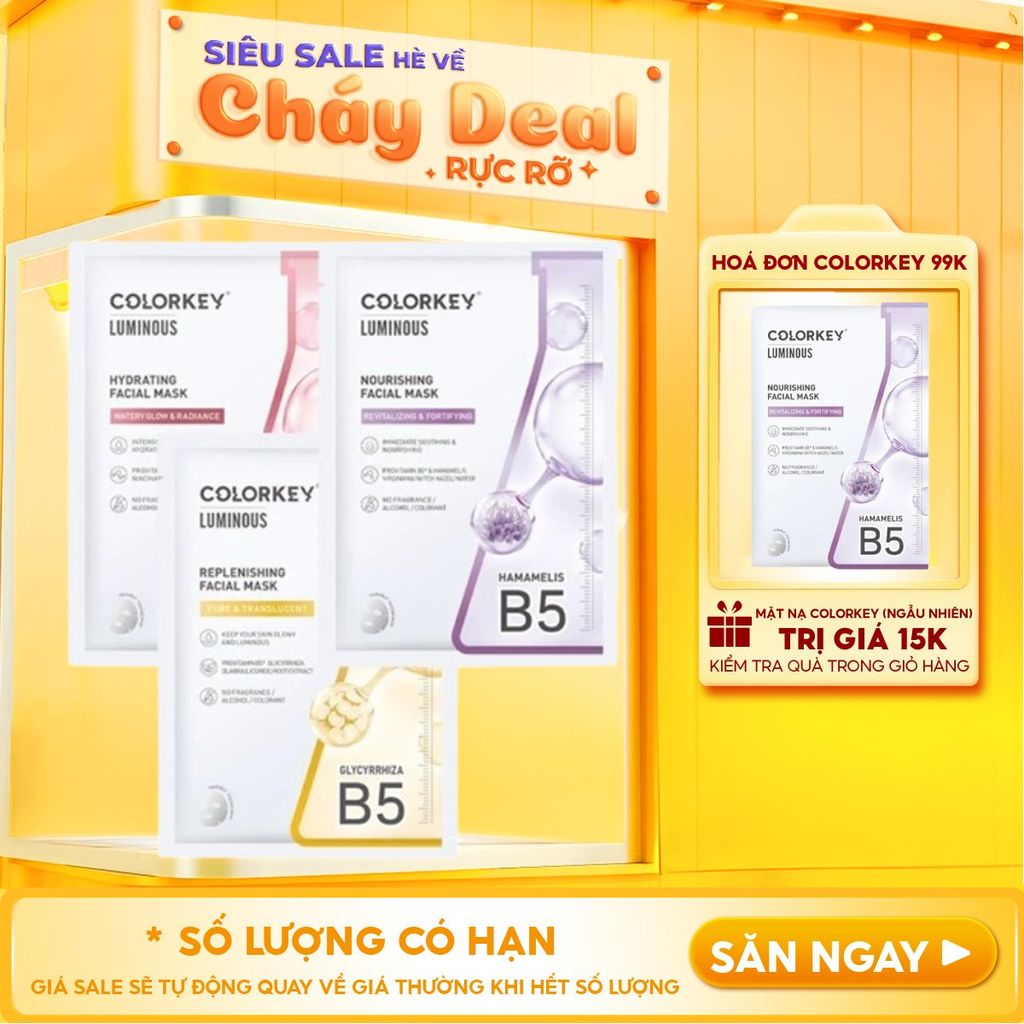 Mặt Nạ Giấy Colorkey Dưỡng Ẩm, Làm Dịu Da, Hỗ Trợ Dưỡng Sáng Facial Mask