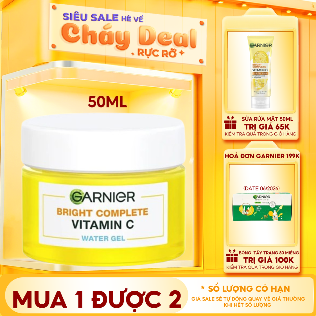 Gel Dưỡng Ẩm Garnier Hỗ Trợ Sáng Da Bright Complete Vitamin C Water-gel 50ml