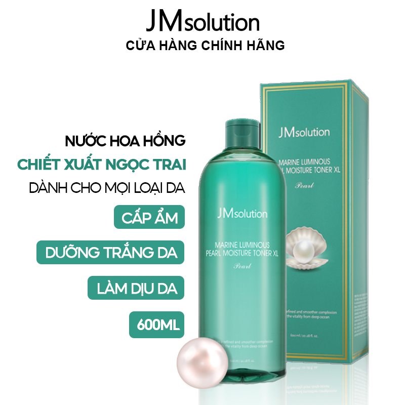 [600ml] Nước Hoa Hồng Jmsolution Cấp Ẩm, Làm Dịu, Dưỡng Trắng Da Chiết Xuất Ngọc Trai Marine Luminous Pearl Moisture Toner XL (Pearl)