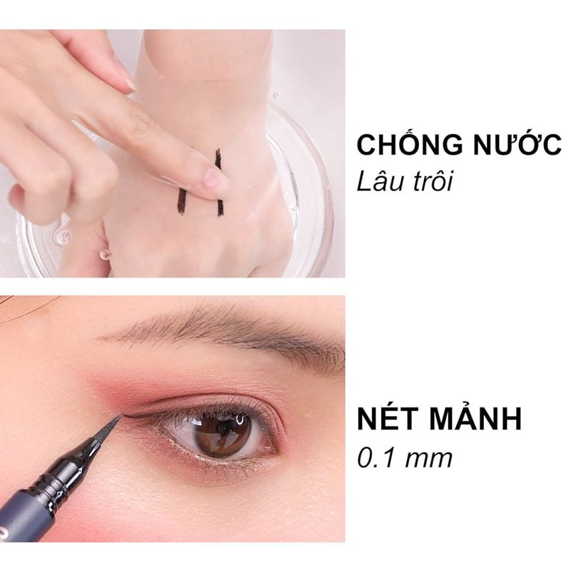 Bút Kẻ Mắt Nước Nét Mảnh, Siêu Lì, Lâu Trôi Vacosi Natural Studio Water Proof Eye Liner - VM24