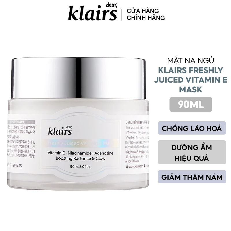 Mặt Nạ Ngủ Vitamin E Dưỡng Ẩm, Chống Lão Hóa Klairs Freshly Juiced Vitamin E Mask 90ml