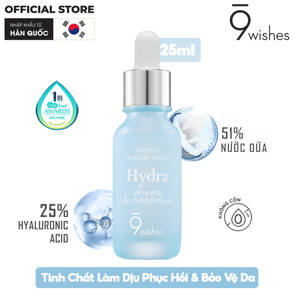  Serum 9 Wishes Dưỡng Ẩm, Cấp Nước, Căng Mịn Da 9 Wishes Hydra Glowing Deep Hydration Ampule Serum 