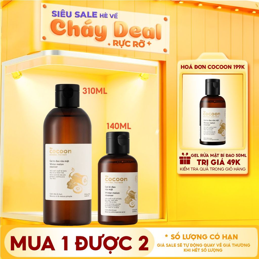 Gel Rửa Mặt Cocoon Bí Đao Hỗ Trợ Giảm Dầu Và Mụn Winter Melon Cleanser