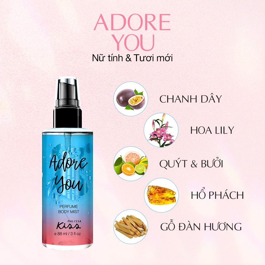 Xịt Thơm Toàn Thân Hương Nước Hoa Malissa Kiss Perfume Mist - Blossom 88ml