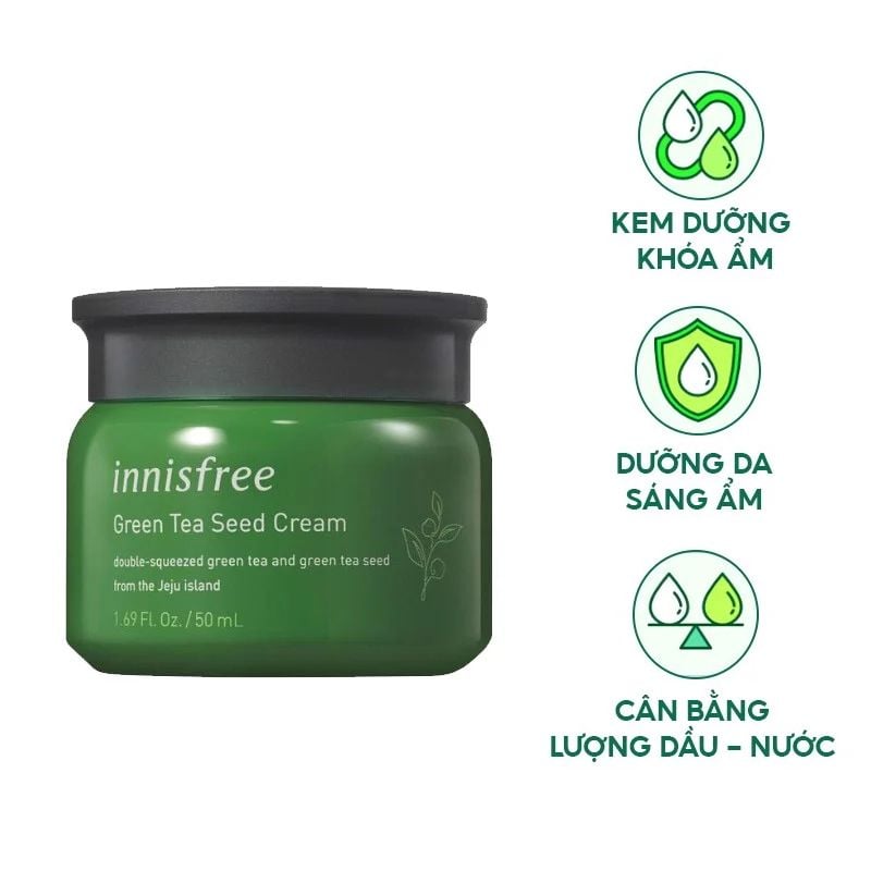 Kem Dưỡng Ẩm Innisfree Trà Xanh Green Tea Seed Hyaluronic Cream 15ml