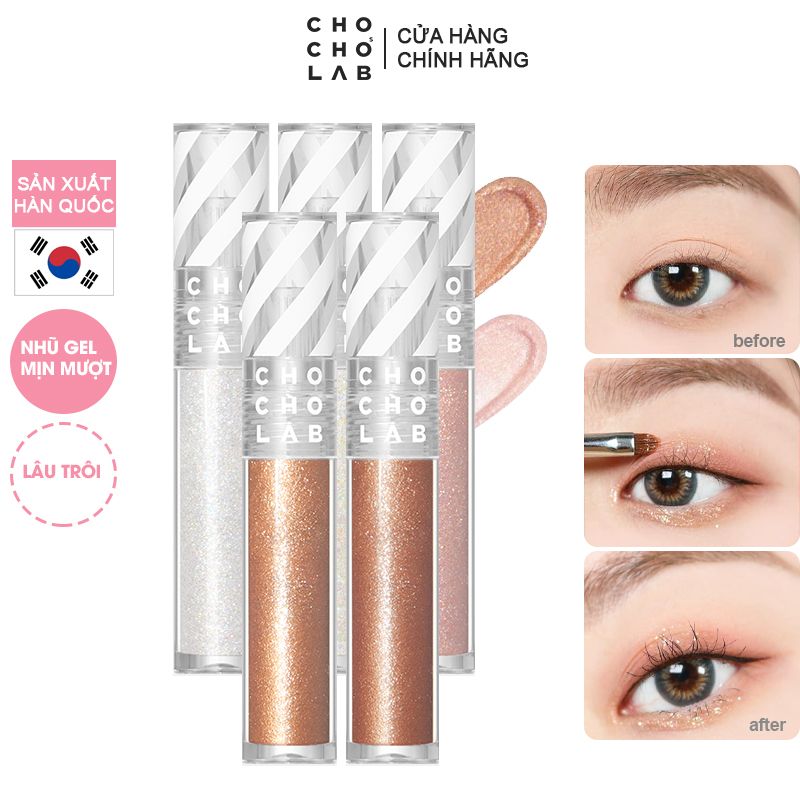 Gel Nhũ Mắt Chocho's Lab Siêu Lấp Lánh Switch On Glitter Liquid 3g Màu #01 METAL SHOT