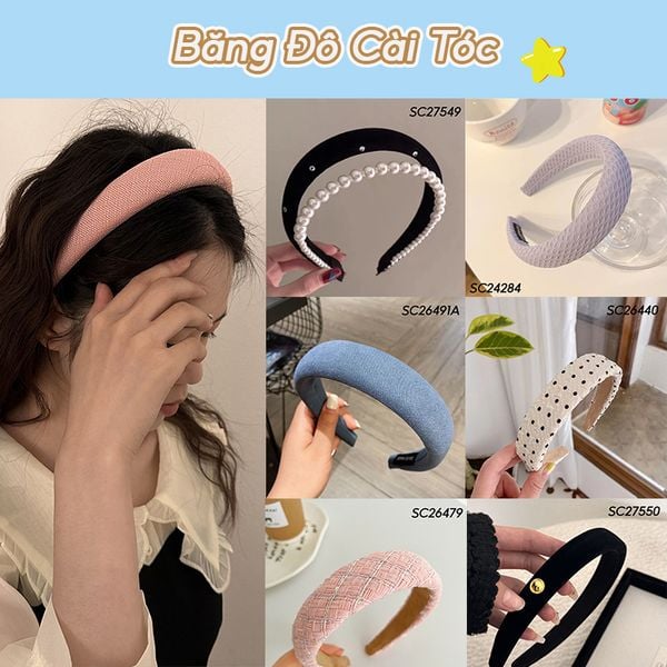  [NHẬP KHẨU] Băng Đô Cài Tóc Trơn, Họa Tiết Thời Trang TOOLA 