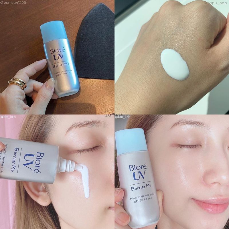 Kem Chống Nắng Bioré Hỗ Trợ Dưỡng Trắng, Dịu Nhẹ, Ngăn Cản Bụi Mịn PM 2.5 UV Barrier Me Mineral Gentle Milk SPF50+/PA ++++ 50g