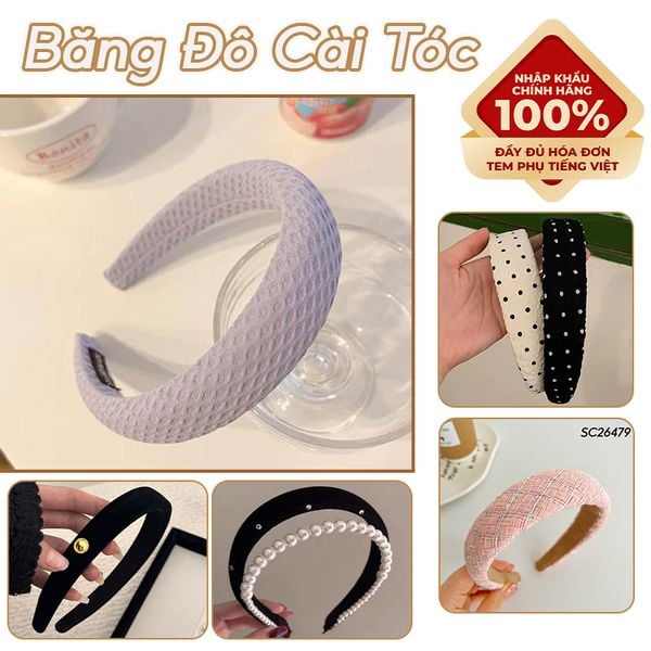  [NHẬP KHẨU] Băng Đô Cài Tóc Trơn, Họa Tiết Thời Trang TOOLA 