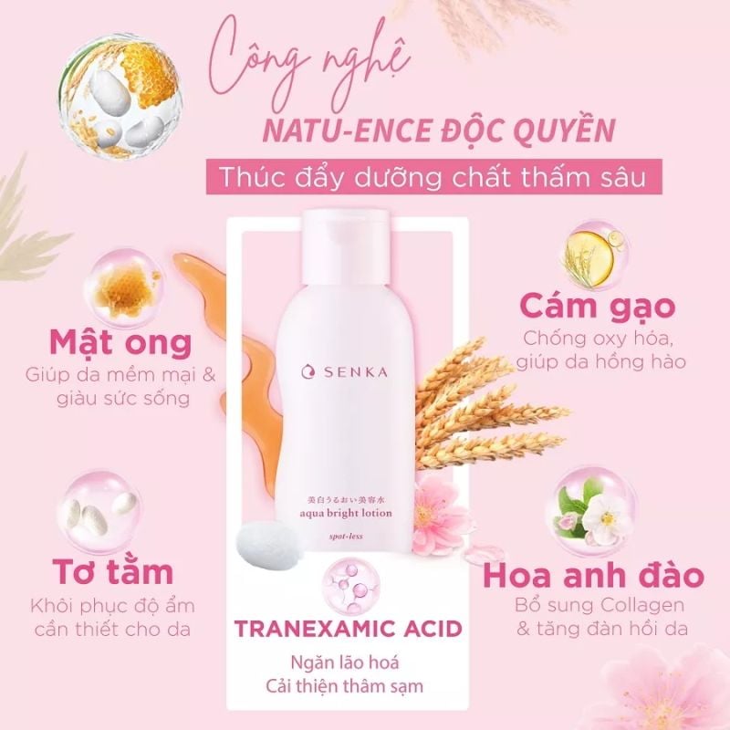 Nước Hoa Hồng Cân Bằng, Hỗ Trợ Dưỡng Trắng Chiết Xuất Hoa Anh Đào Senka Aqua Bright Lotion 200ml