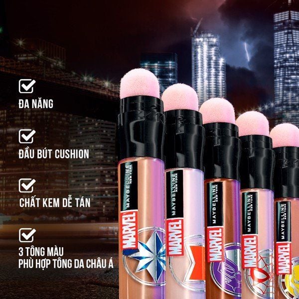  [MAYBELLINE x MARVEL] Bút Cushion Che Khuyết Điểm Maybelline Instant Age Rewind Eraser Multi-Use Concealer 6ml - 110 FAIR 