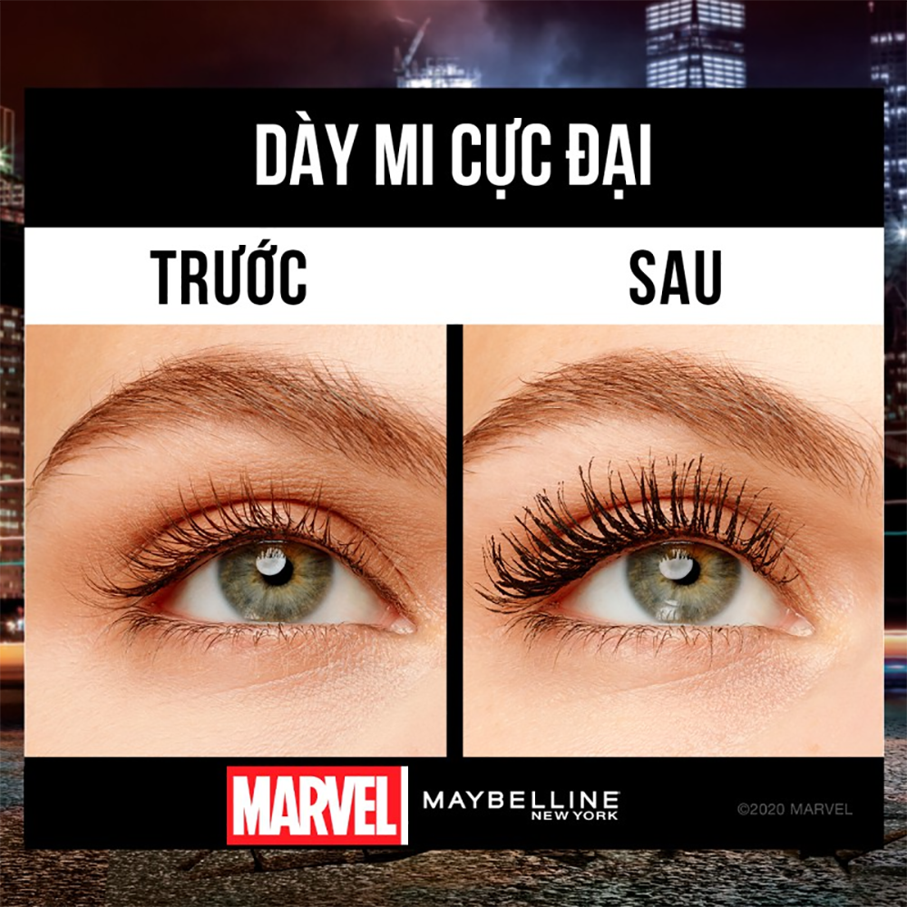 [MAYBELLINE x MARVEL] Mascara Làm Dày Mi Gấp 10 Lần, Ngăn Rụng Mi Maybelline The Colossal Instant Big Volume Mascara Waterproof 9.2ml