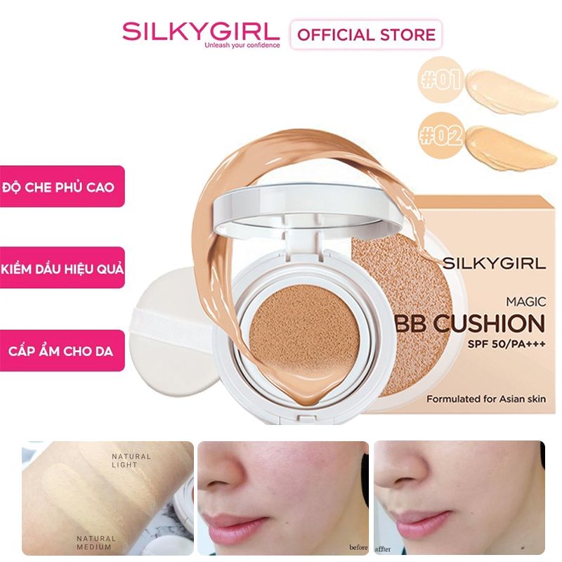 Phấn Nước Che Phủ Tốt, Kiềm Dầu Hiệu Quả Silkygirl Magic BB Cushion SPF50/PA+++ 15g