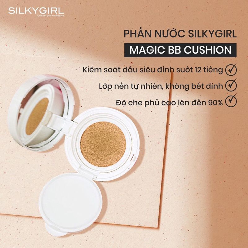 Phấn Nước Che Phủ Tốt, Kiềm Dầu Hiệu Quả Silkygirl Magic BB Cushion SPF50/PA+++ 15g