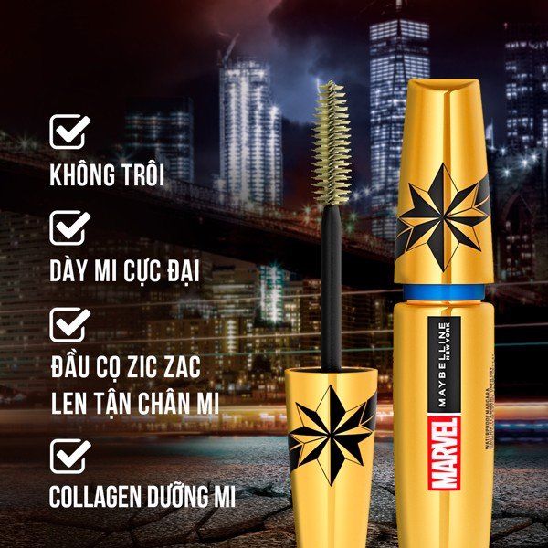 [MAYBELLINE x MARVEL] Mascara Làm Dày Mi Gấp 10 Lần, Ngăn Rụng Mi Maybelline The Colossal Instant Big Volume Mascara Waterproof 9.2ml