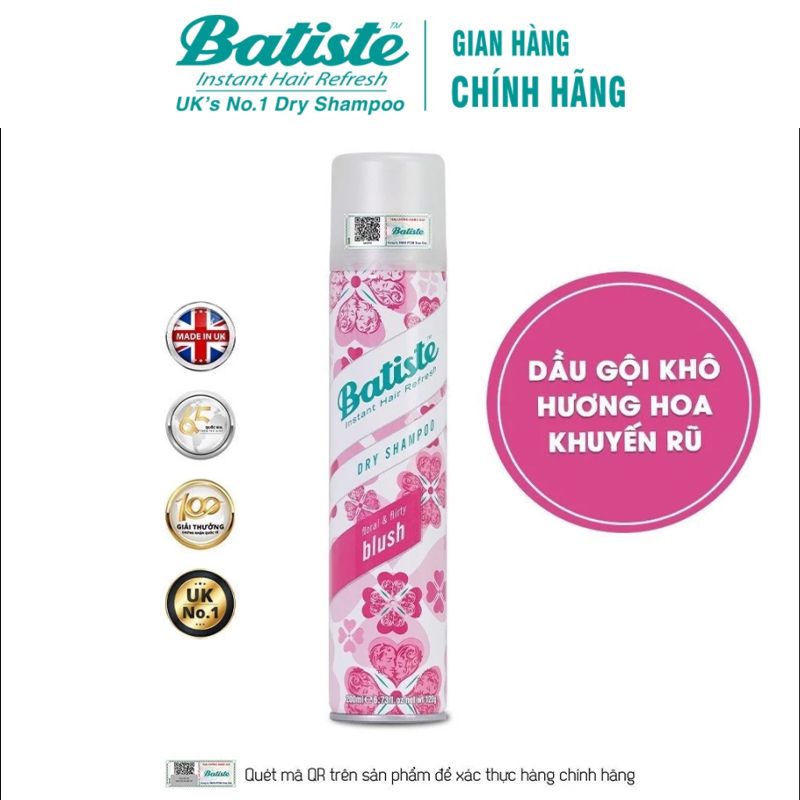 Dầu Gội Khô Giúp Làm Sạch, Tóc Bồng Bềnh Batiste Dry Shampoo 200ml