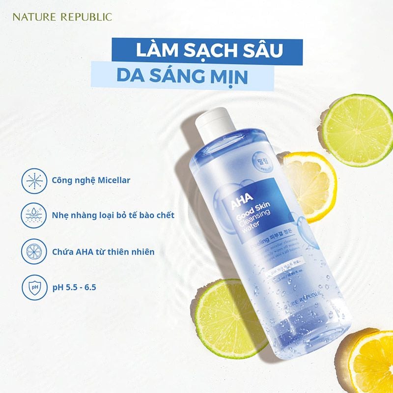 Nước Tẩy Trang Làm Sạch Sâu Nature Republic Good Skin Ampoule Cleansing Water 500ml