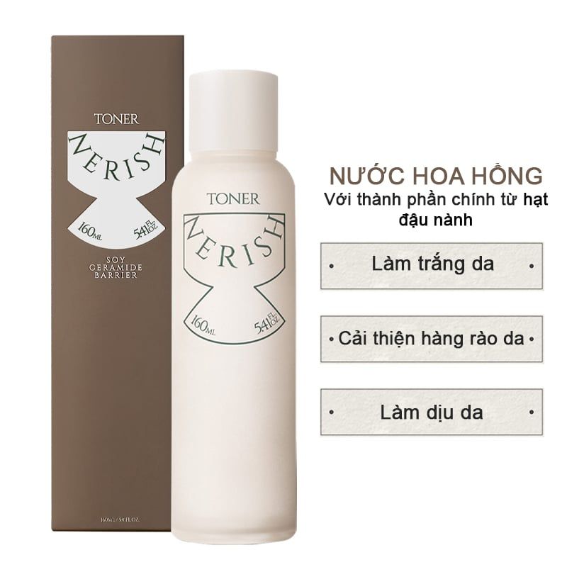 Nước Hoa Hồng Cấp Ẩm, Làm Dịu Da, Giúp Da Trắng Sáng, Ngăn Ngừa Nếp Nhăn Nerish Soy Ceramide Barrier Toner 160ml (date 1/2025)