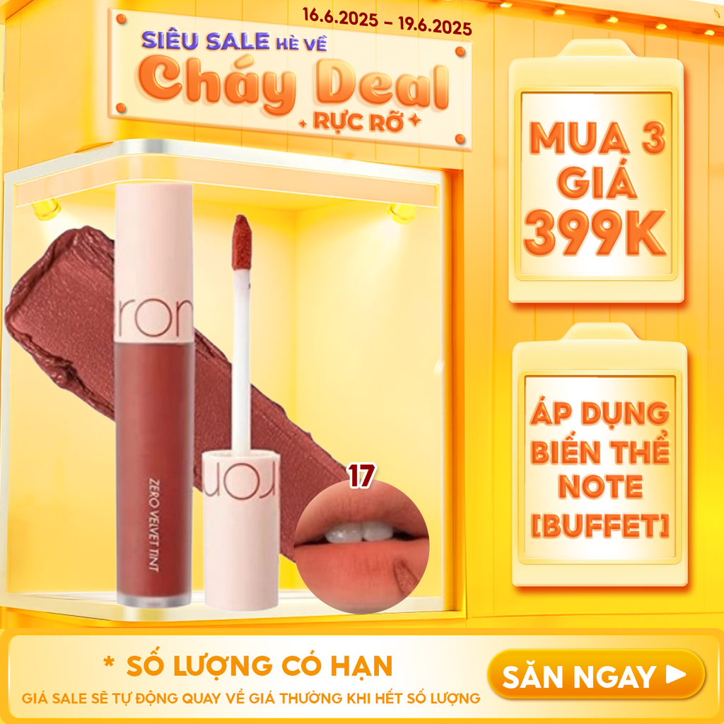 [MÀU 1-30] Son Kem Lì Romand Cực Nhẹ Môi Zero Velvet Tint 5.5g