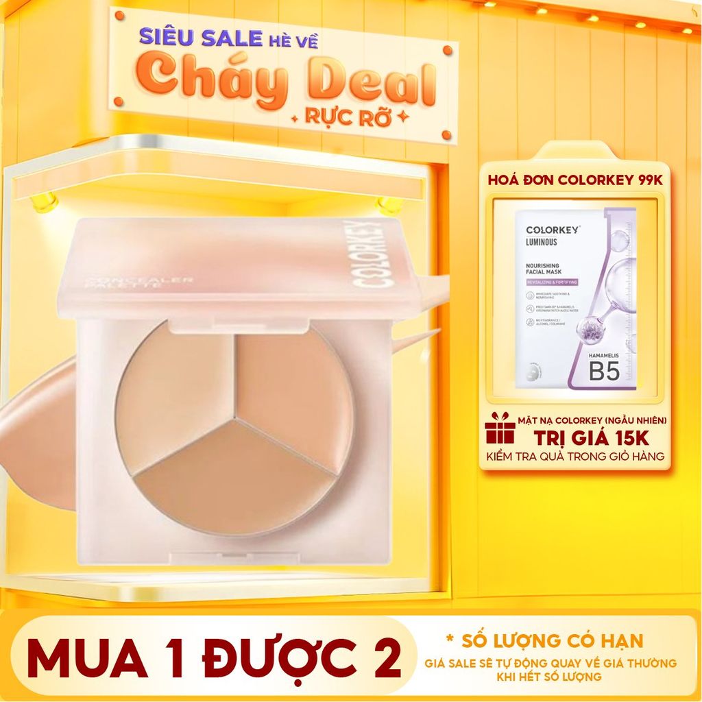 Bảng Che Khuyết Điểm Ba Màu Colorkey Targeting Three-colour Concealer Palette 3.9g