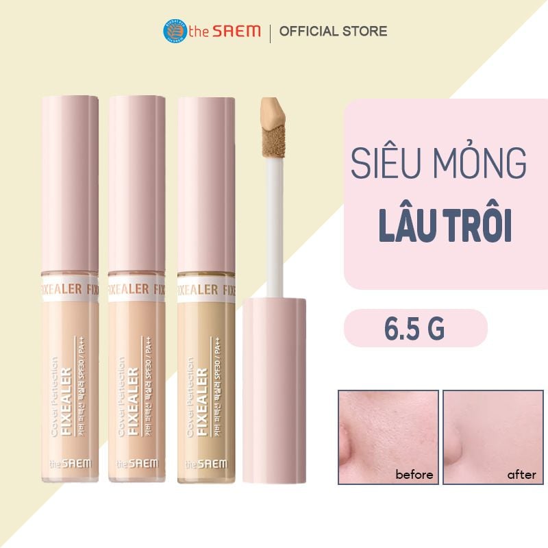 Kem Che Khuyết Điểm Mỏng Nhẹ, Lâu Trôi The Saem Cover Perfection Fixealer SPF30 PA++ 6.5g