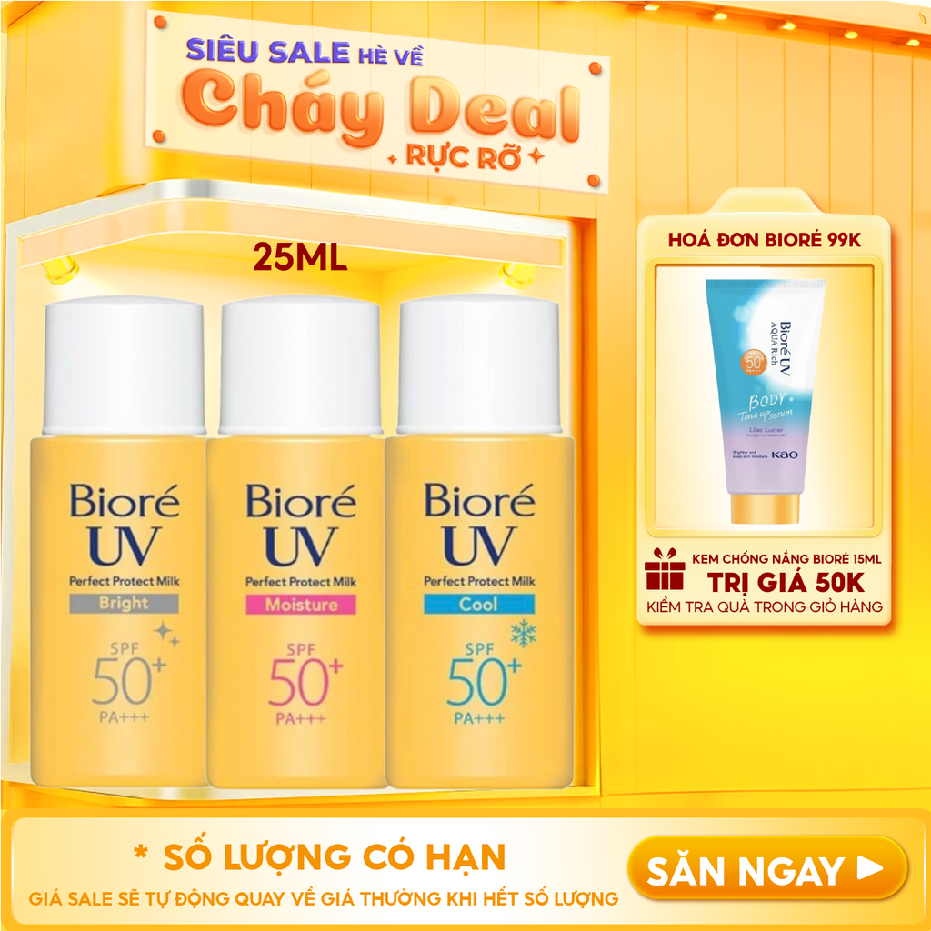Sữa Chống Nắng Bioré Bảo Vệ Da Hoàn Hảo UV Perfect Protect Milk SPF50+/PA+++ 25ml