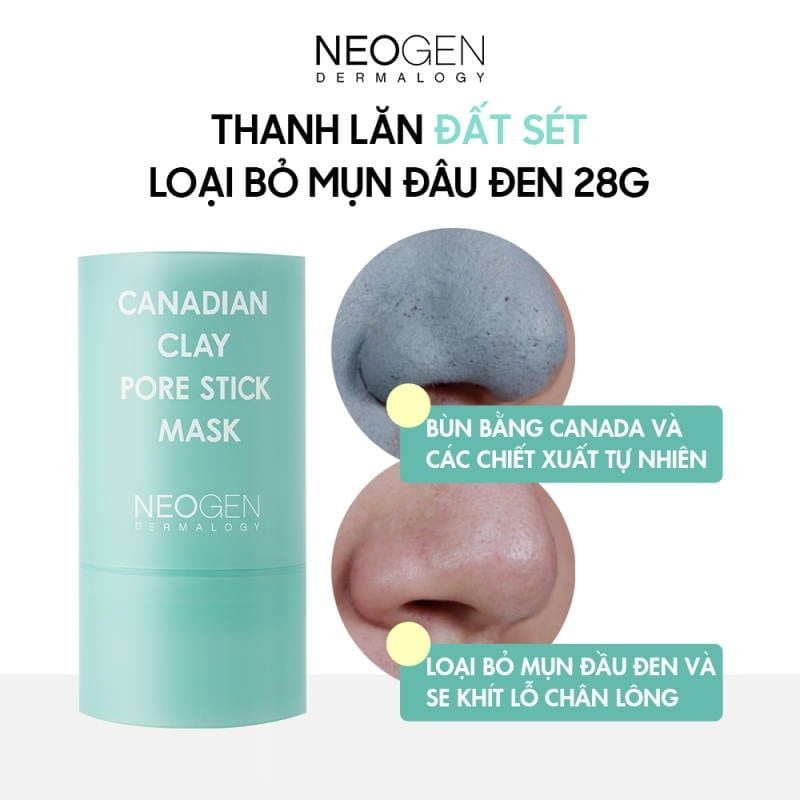 Thanh Lăn Đất Sét Giảm Mụn Đầu Đen Neogen Dermalogy Canadian Clay Pore Stick 28g